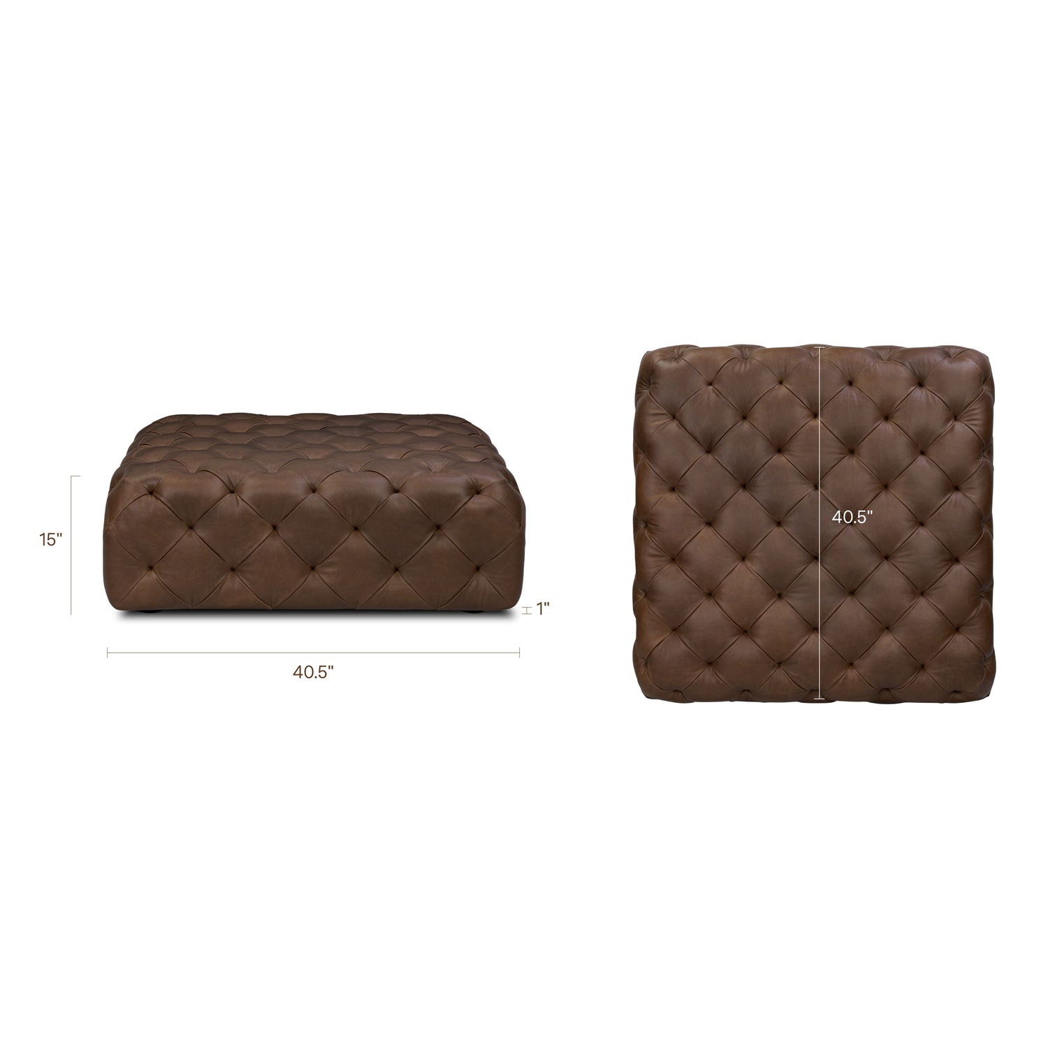 Turin Leather Ottoman | Cocoa Brown 