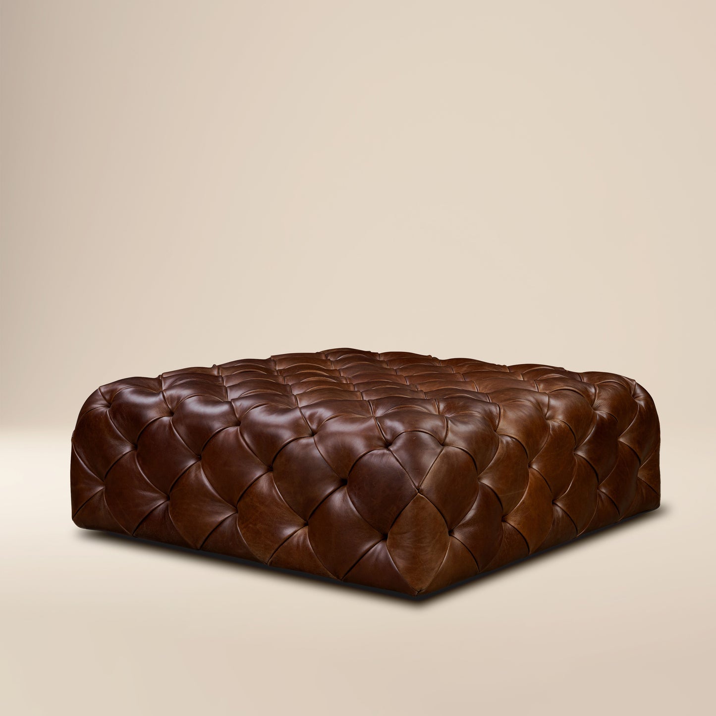 Turin Leather Ottoman | Oscuro Brown