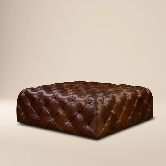 Turin Leather Ottoman | Oscuro Brown