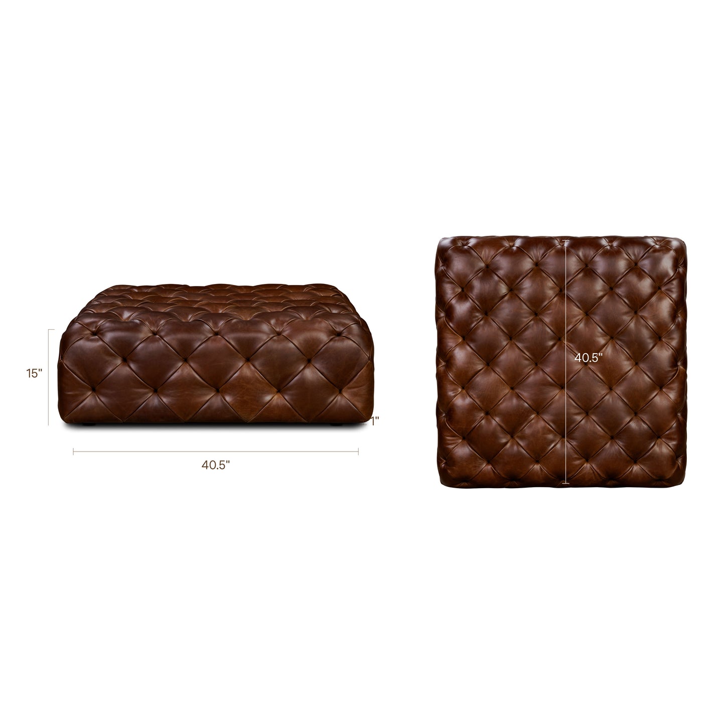 Turin Leather Ottoman | Oscuro Brown