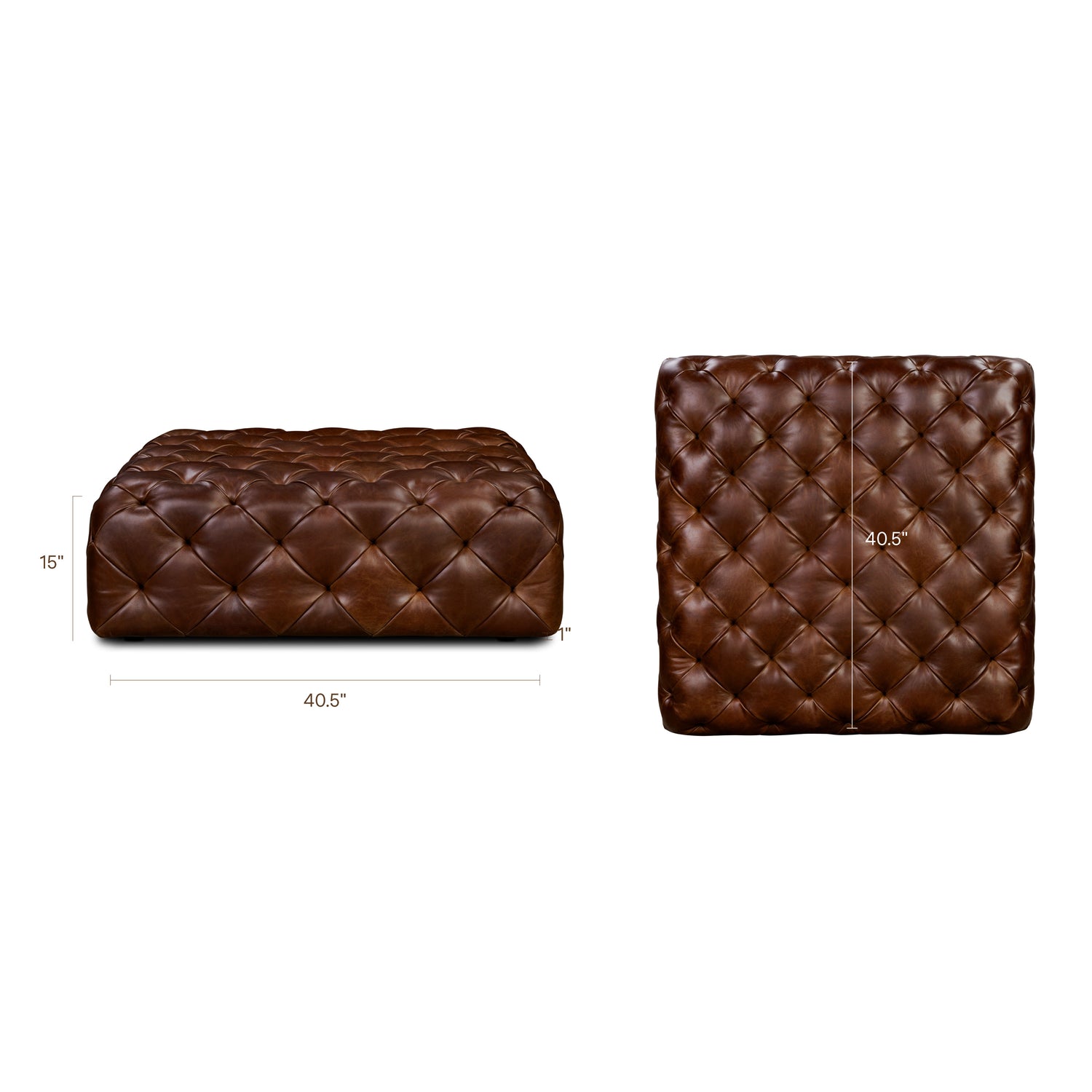 Turin Leather Ottoman | Oscuro Brown 