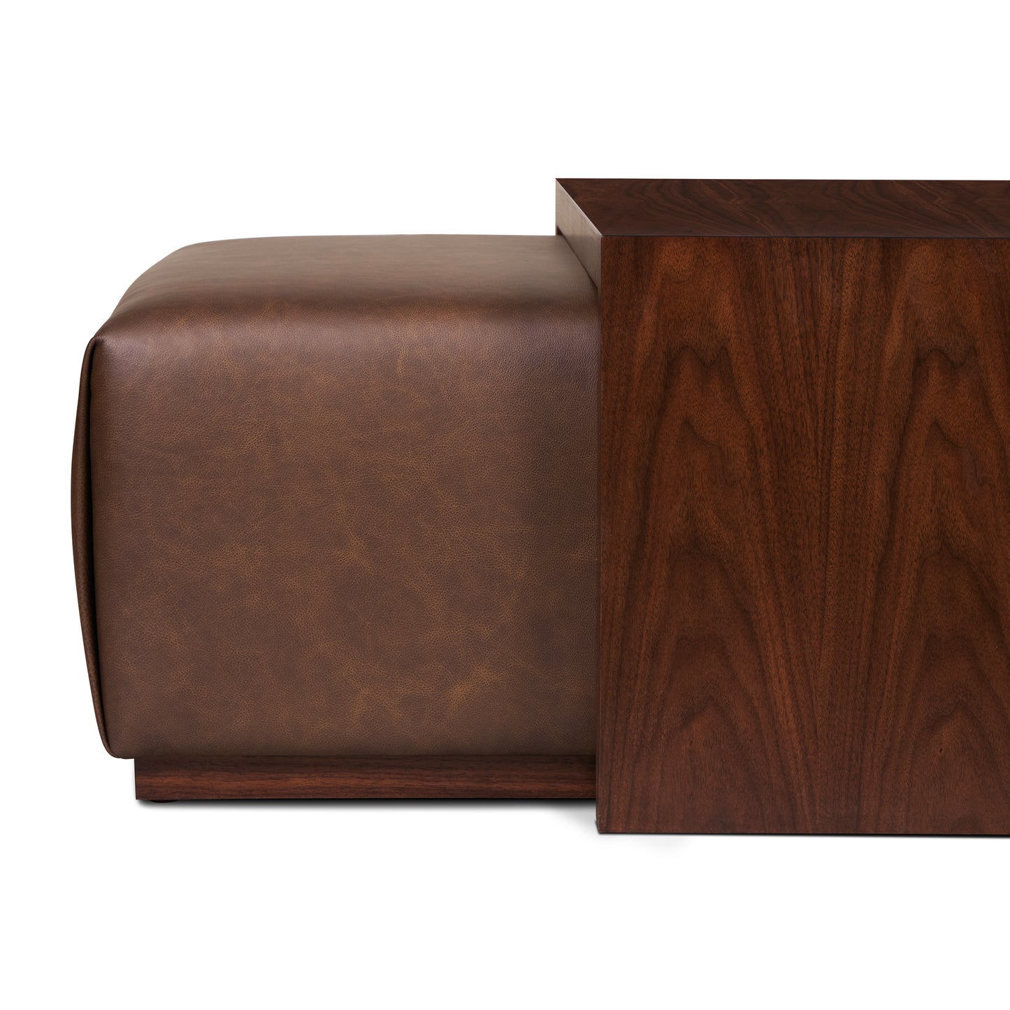 Jarmo Leather Ottoman with Walnut Table | Bridle Brown