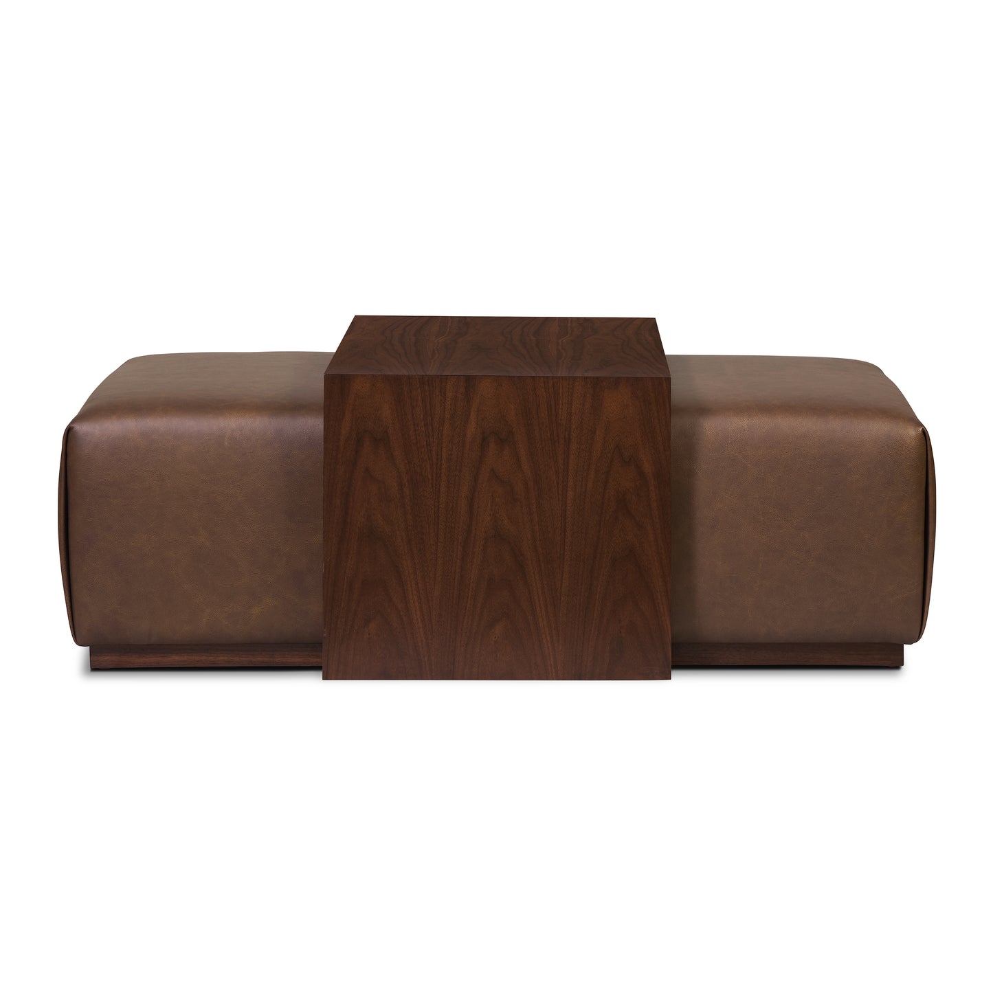 Jarmo Leather Ottoman with Walnut Table | Bridle Brown