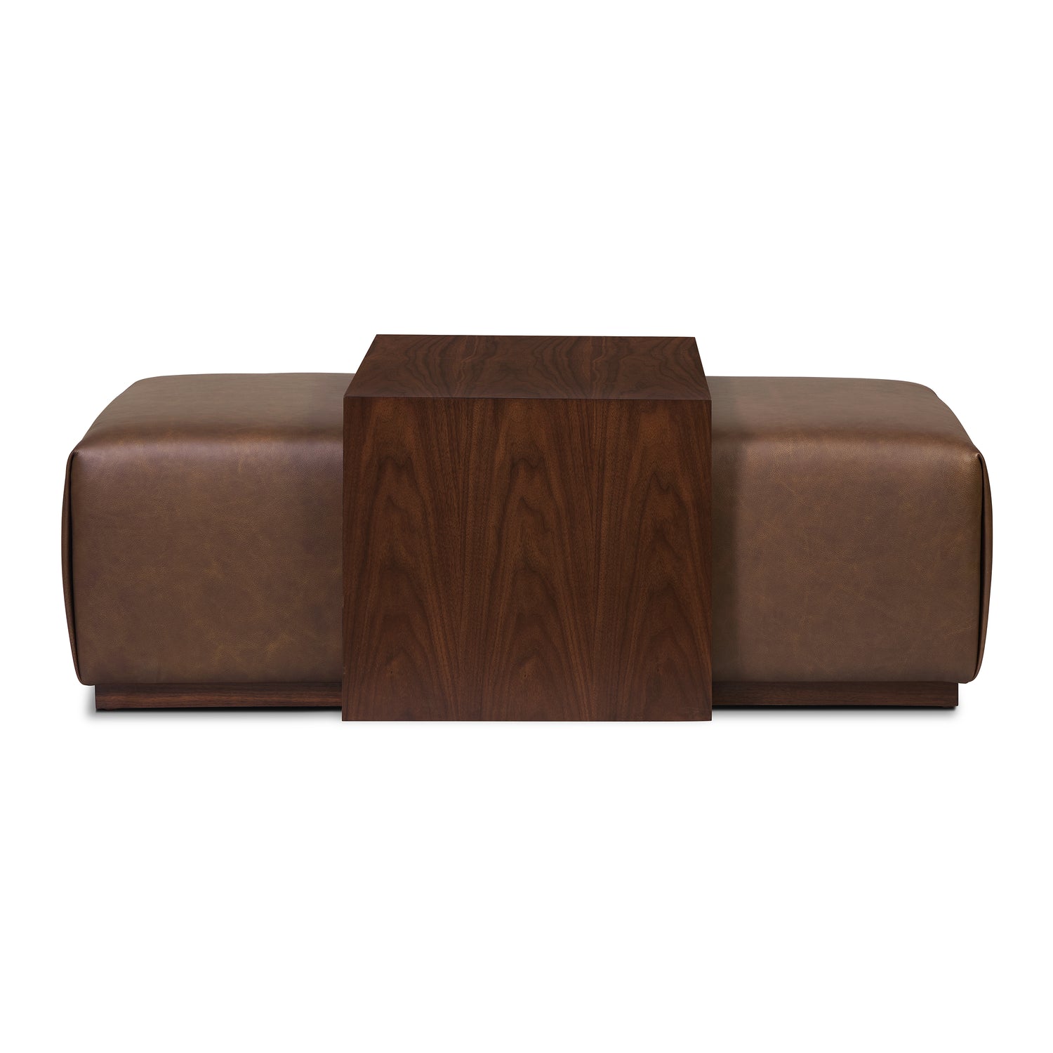 Jarmo Leather Ottoman with Walnut Table | Bridle Brown 