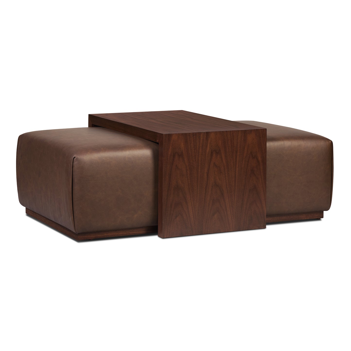 Jarmo Leather Ottoman with Walnut Table | Bridle Brown