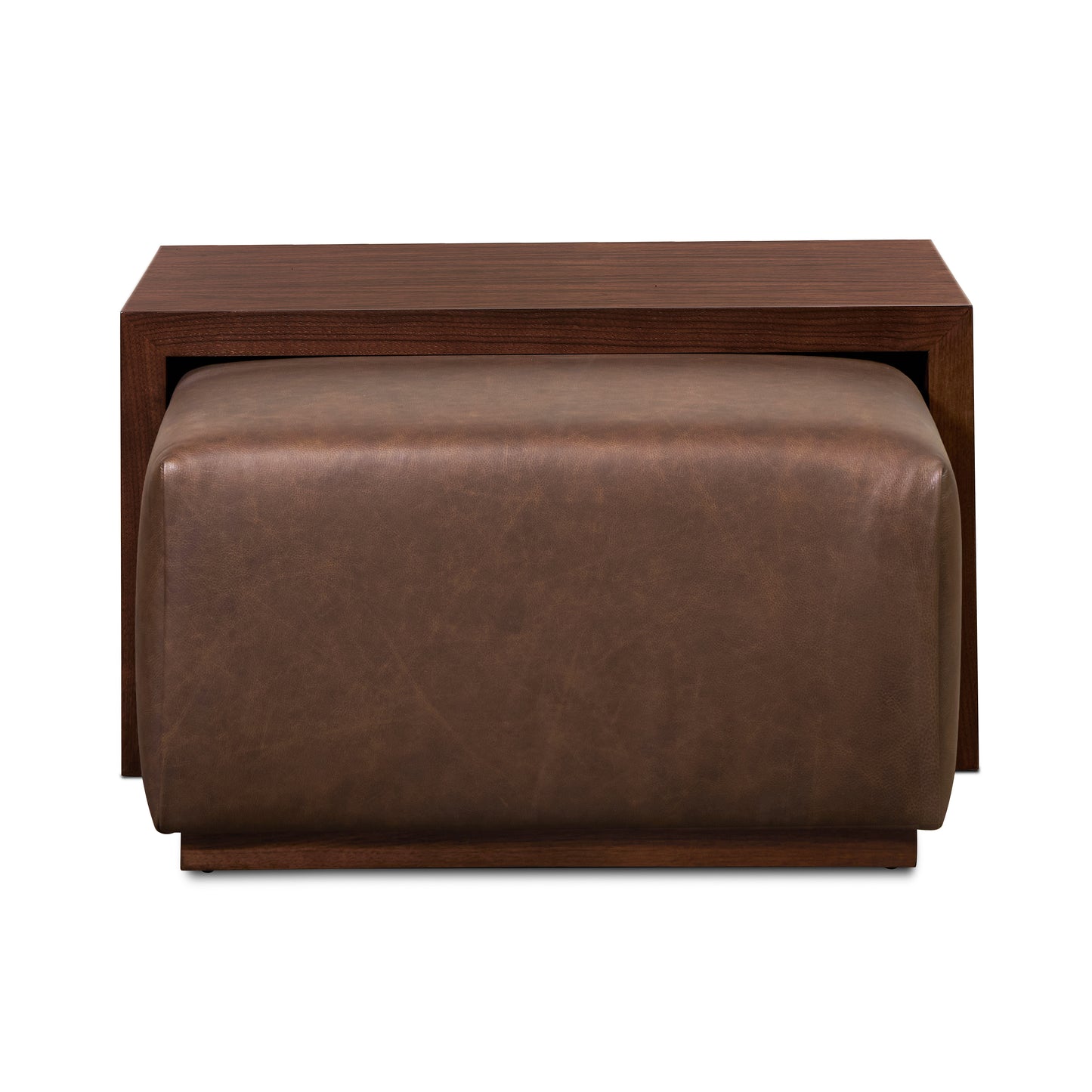 Jarmo Leather Ottoman with Walnut Table | Bridle Brown
