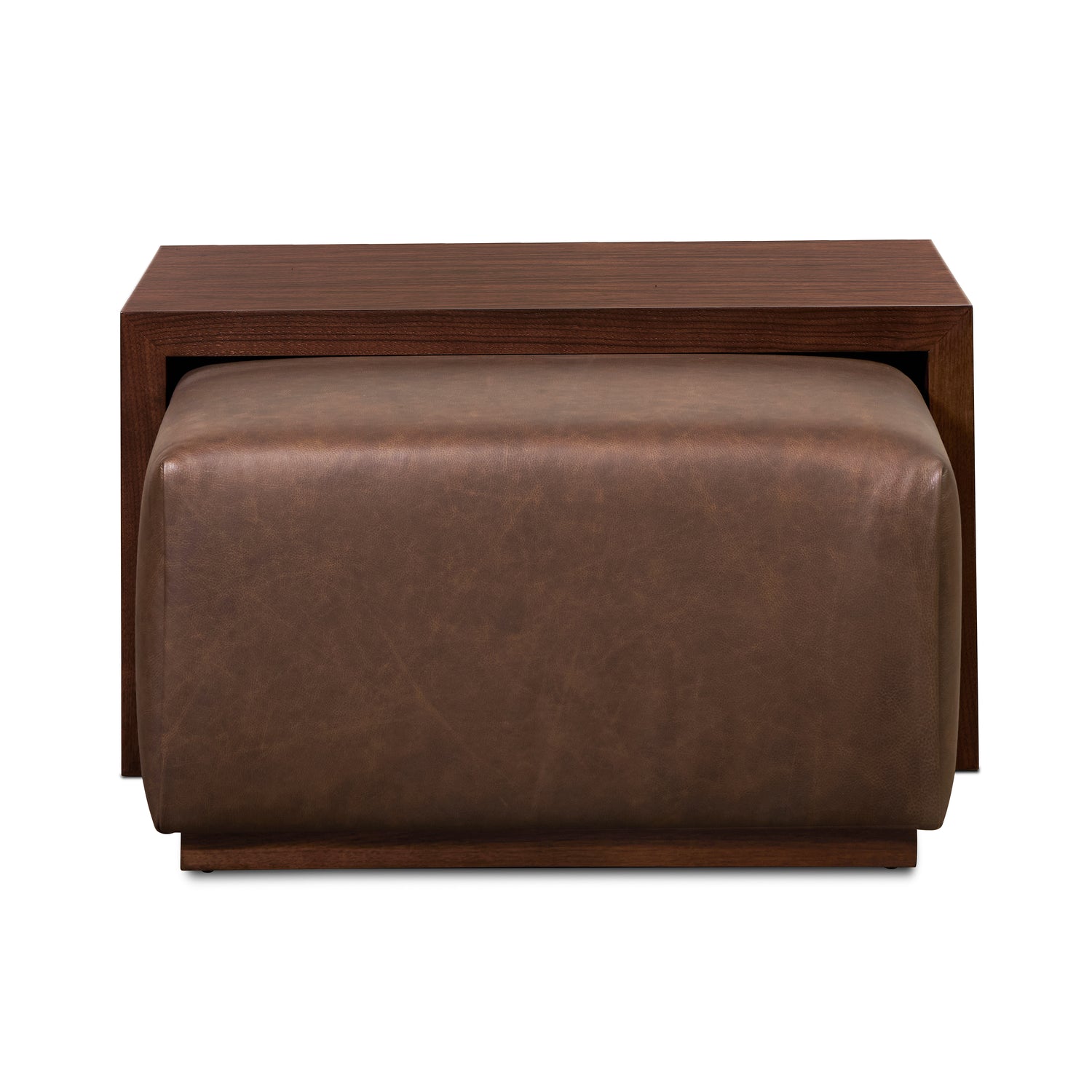 Jarmo Leather Ottoman with Walnut Table | Bridle Brown 