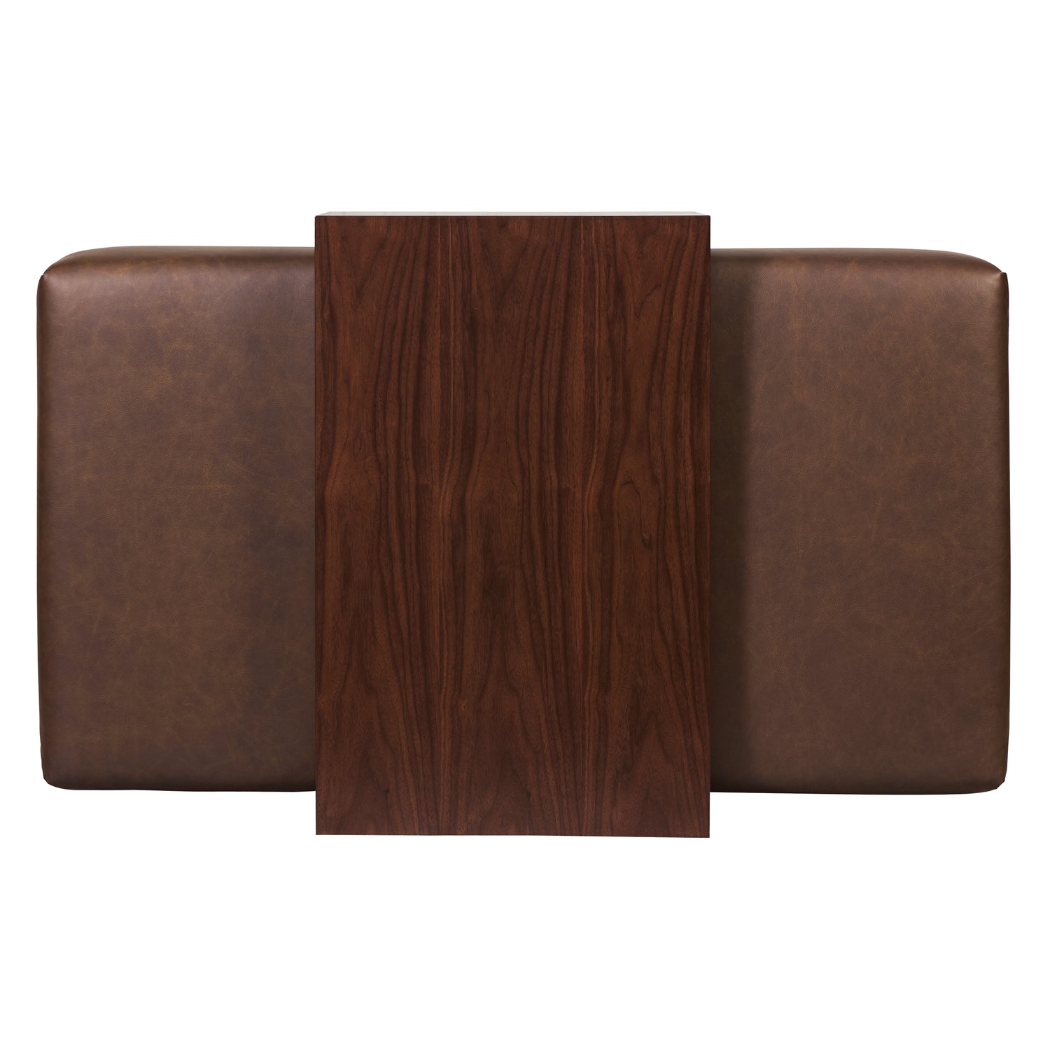 Jarmo Leather Ottoman with Walnut Table | Bridle Brown 