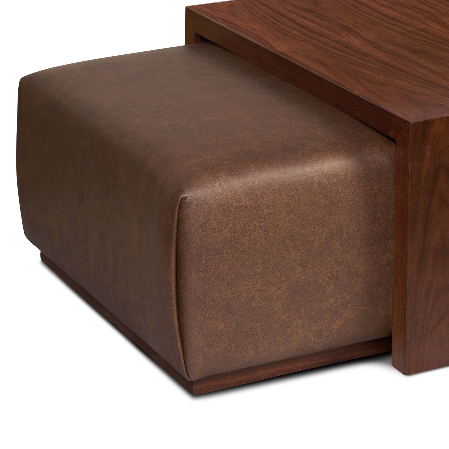 Jarmo Leather Ottoman with Walnut Table | Bridle Brown