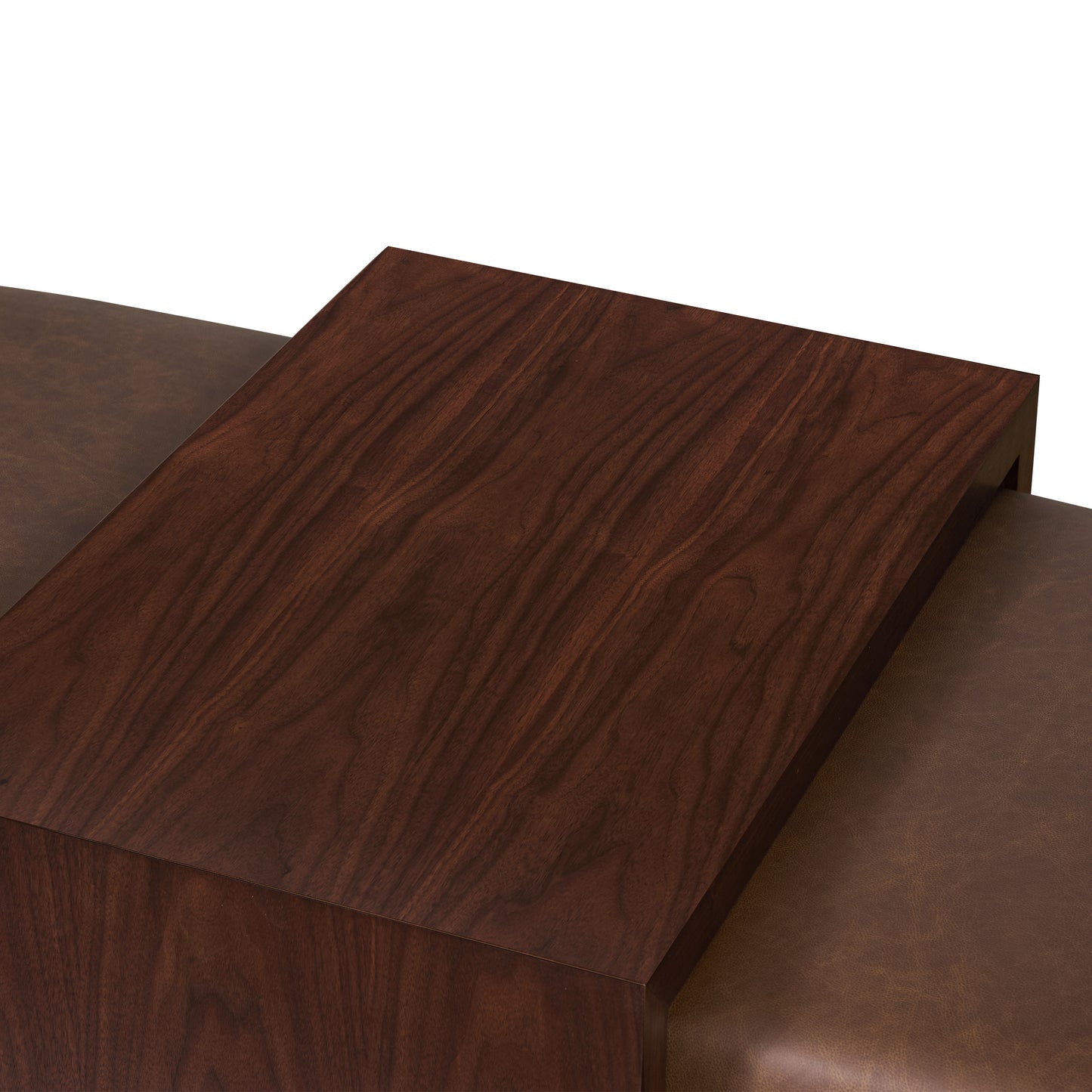Jarmo Leather Ottoman with Walnut Table | Bridle Brown