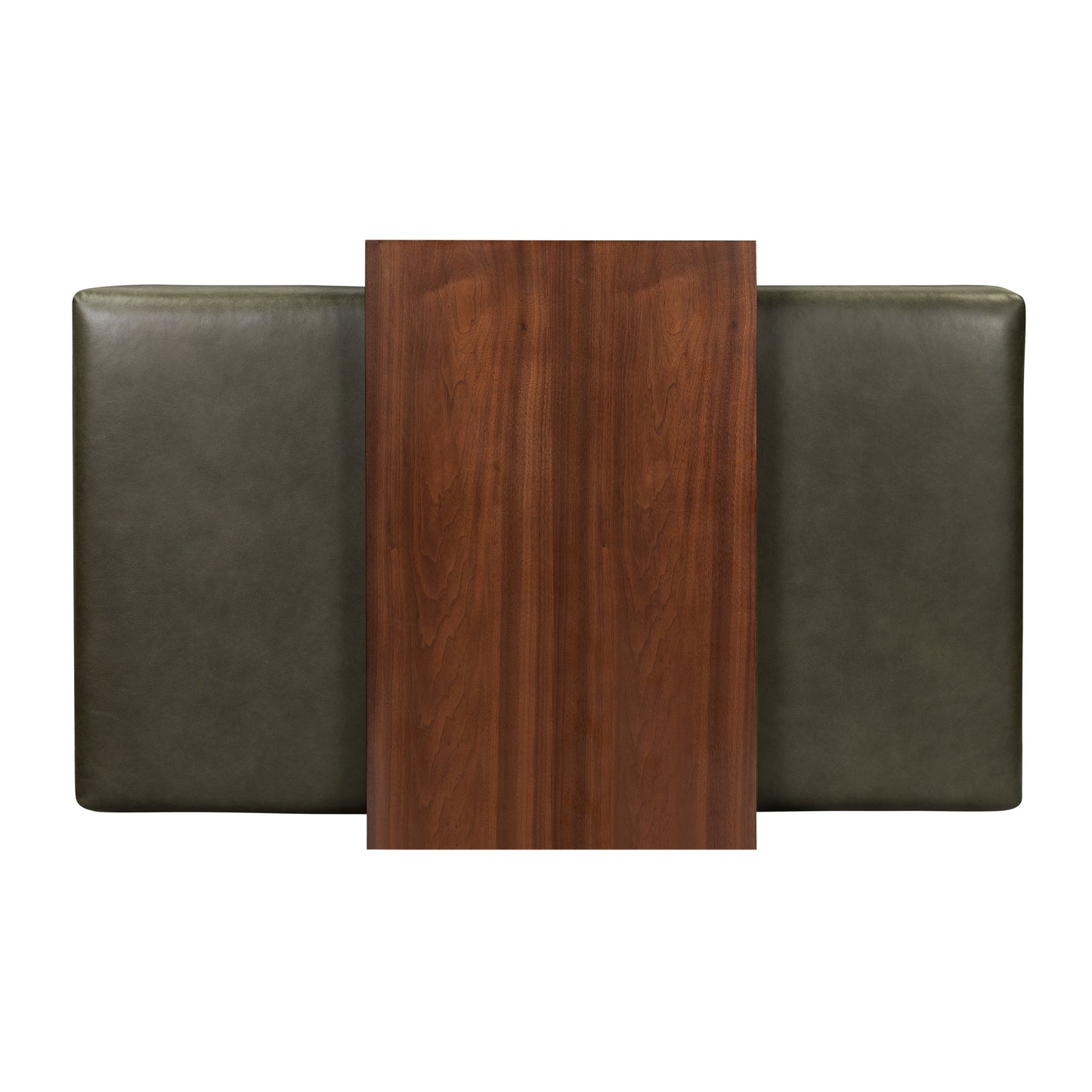 Jarmo Leather Ottoman with Walnut Table | Olivine Green