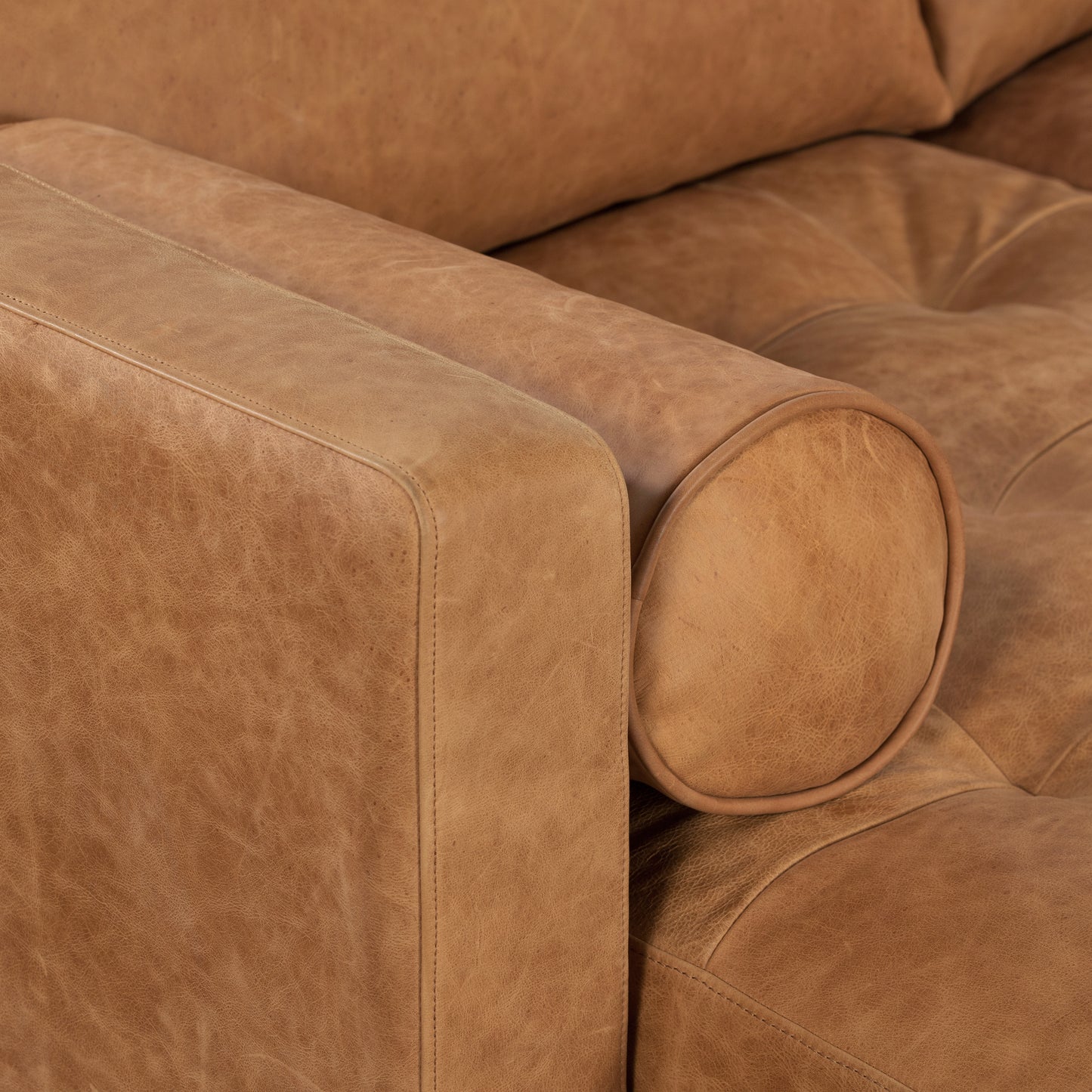 Napa 104.5" Leather Left-Facing Sectional Sofa | Cognac Tan