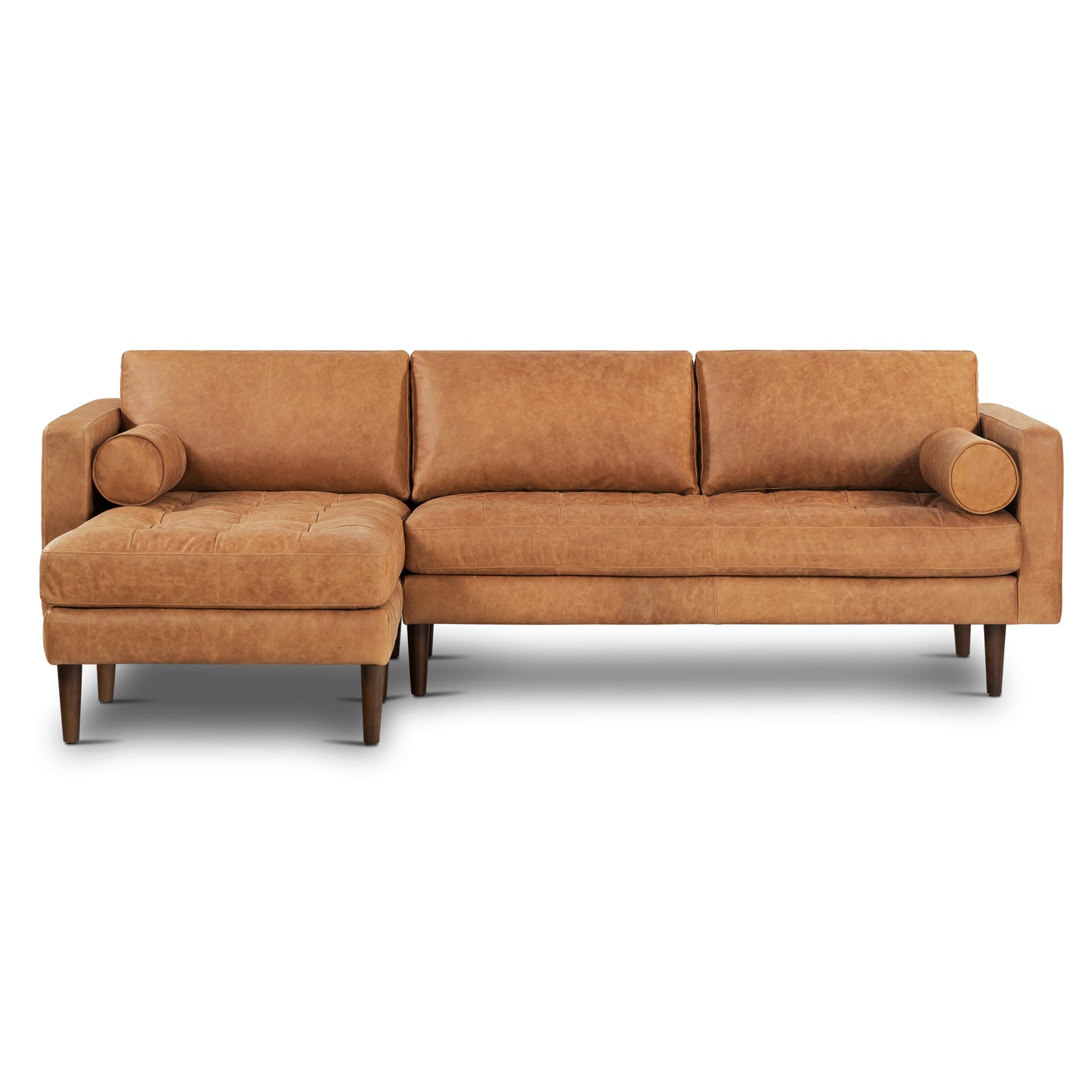 Napa 104.5" Leather Left-Facing Sectional Sofa | Cognac Tan
