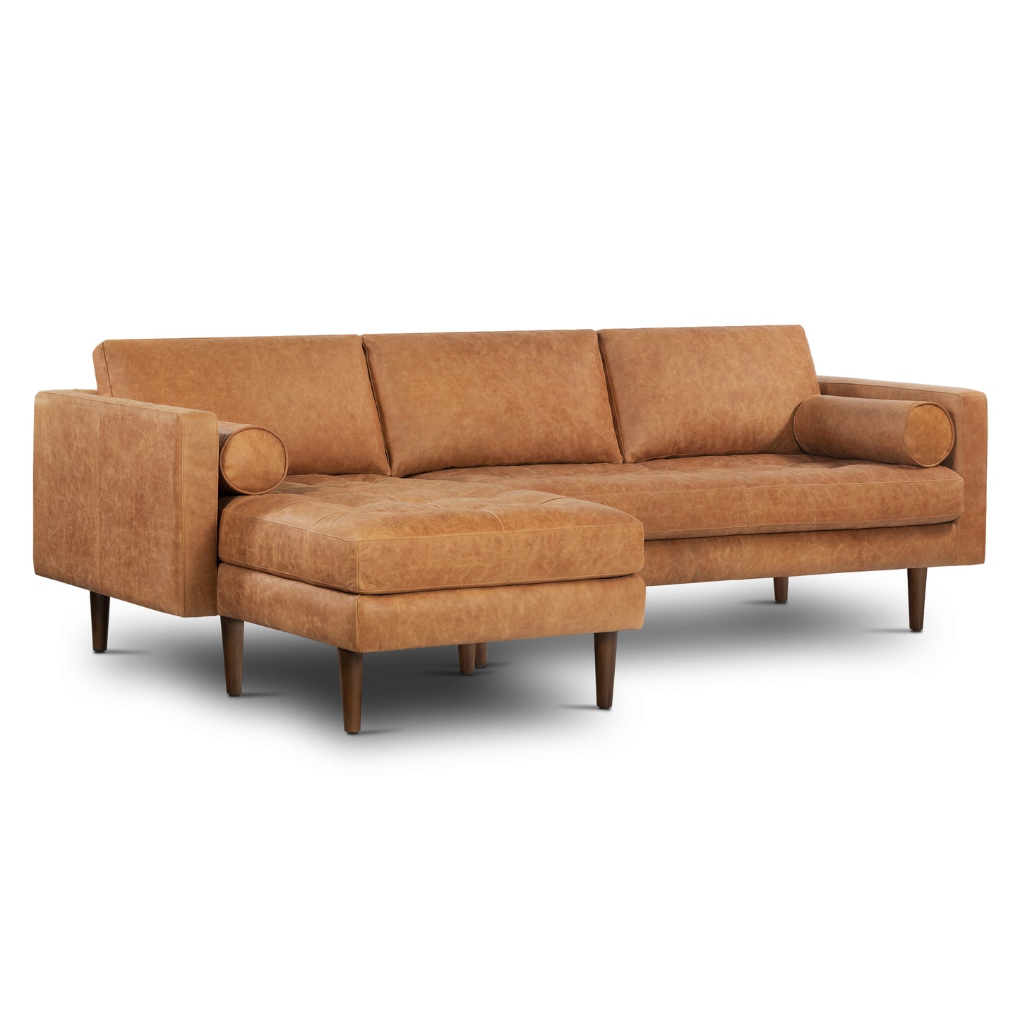Napa 104.5" Leather Left-Facing Sectional Sofa | Cognac Tan