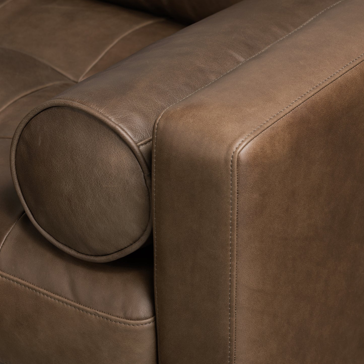 Napa 104.5" Leather Left-Facing Sectional Sofa | Cocoa Brown