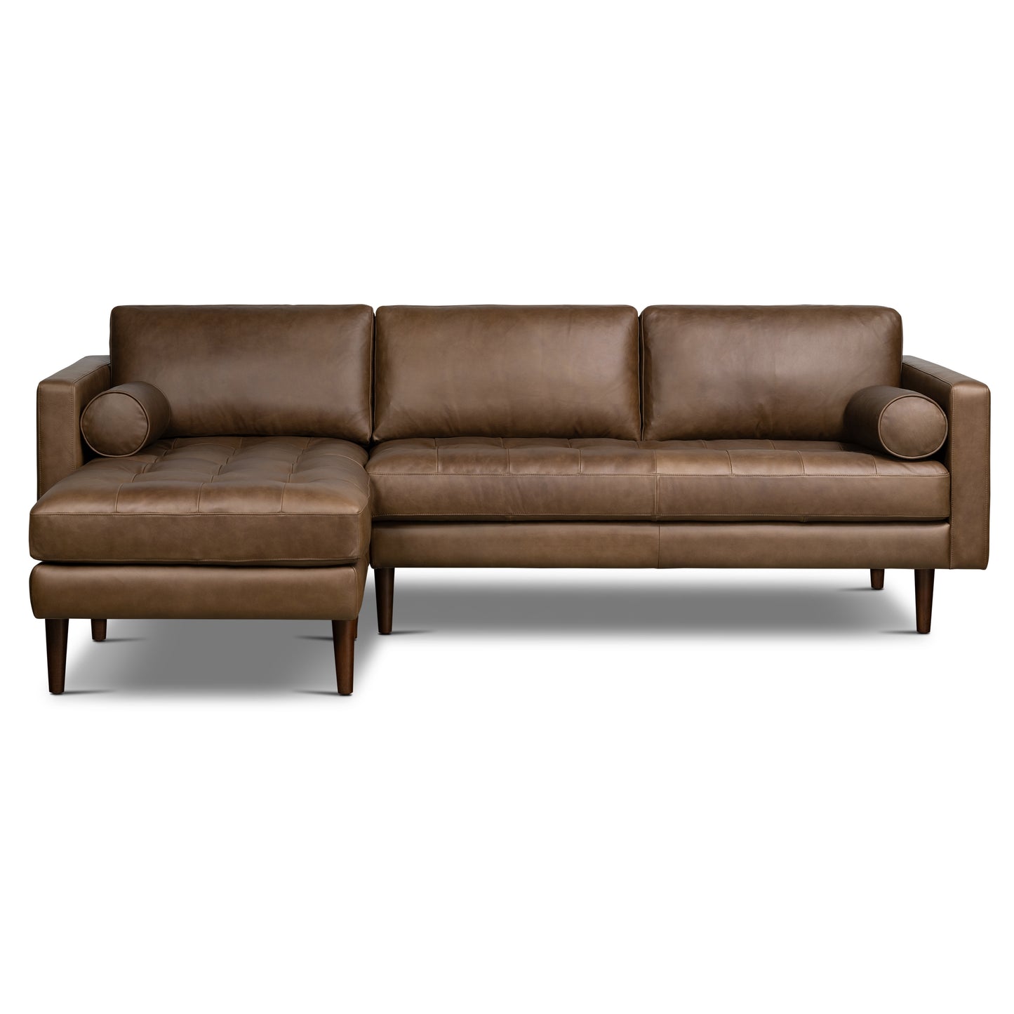 Napa 104.5" Leather Left-Facing Sectional Sofa | Cocoa Brown