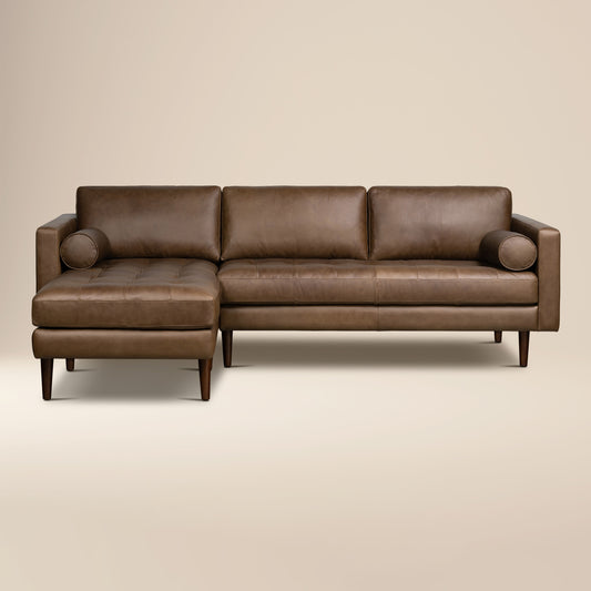 Napa 104.5" Leather Left-Facing Sectional Sofa | Cocoa Brown