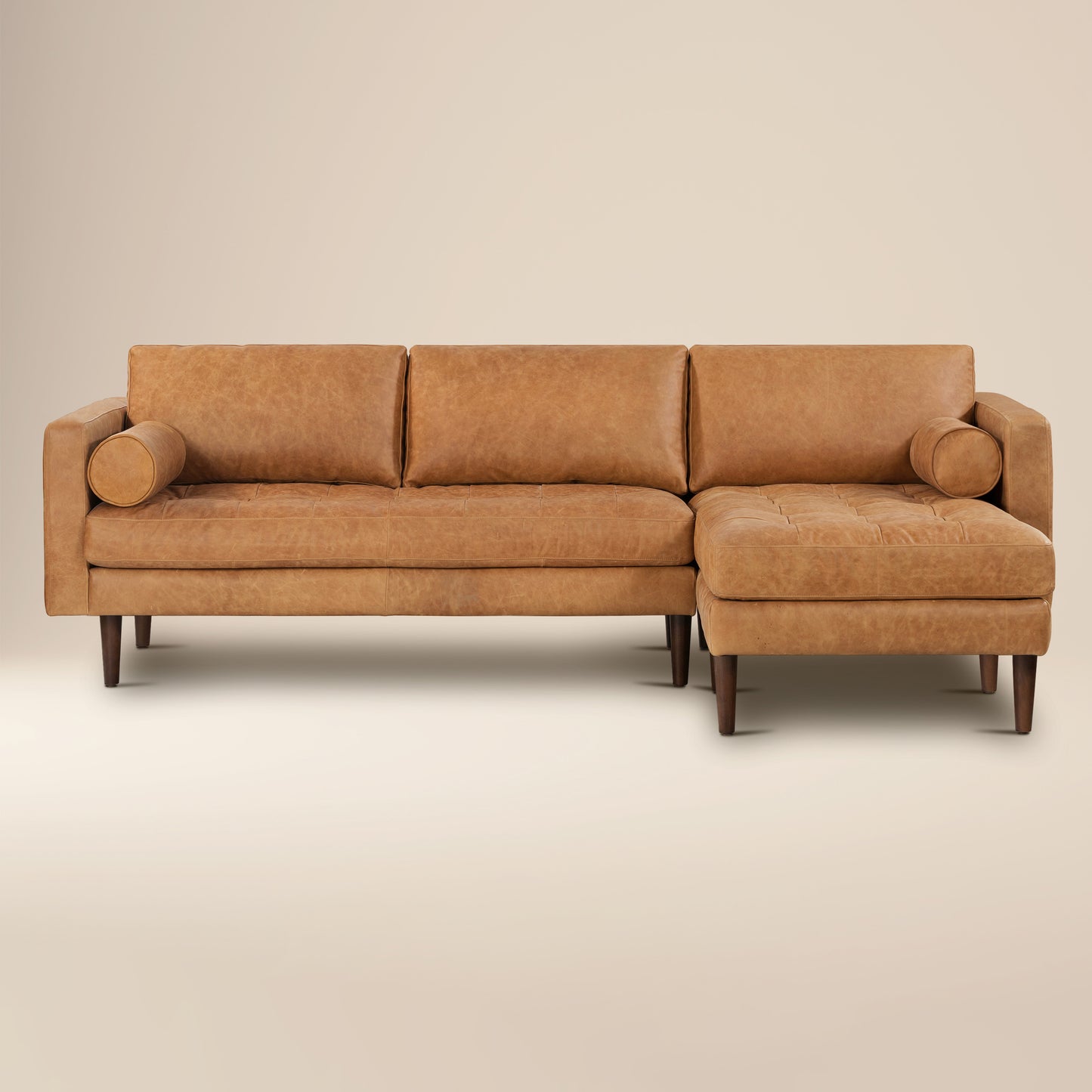 Napa 104.5" Leather Right-Facing Sectional Sofa | Cognac Tan