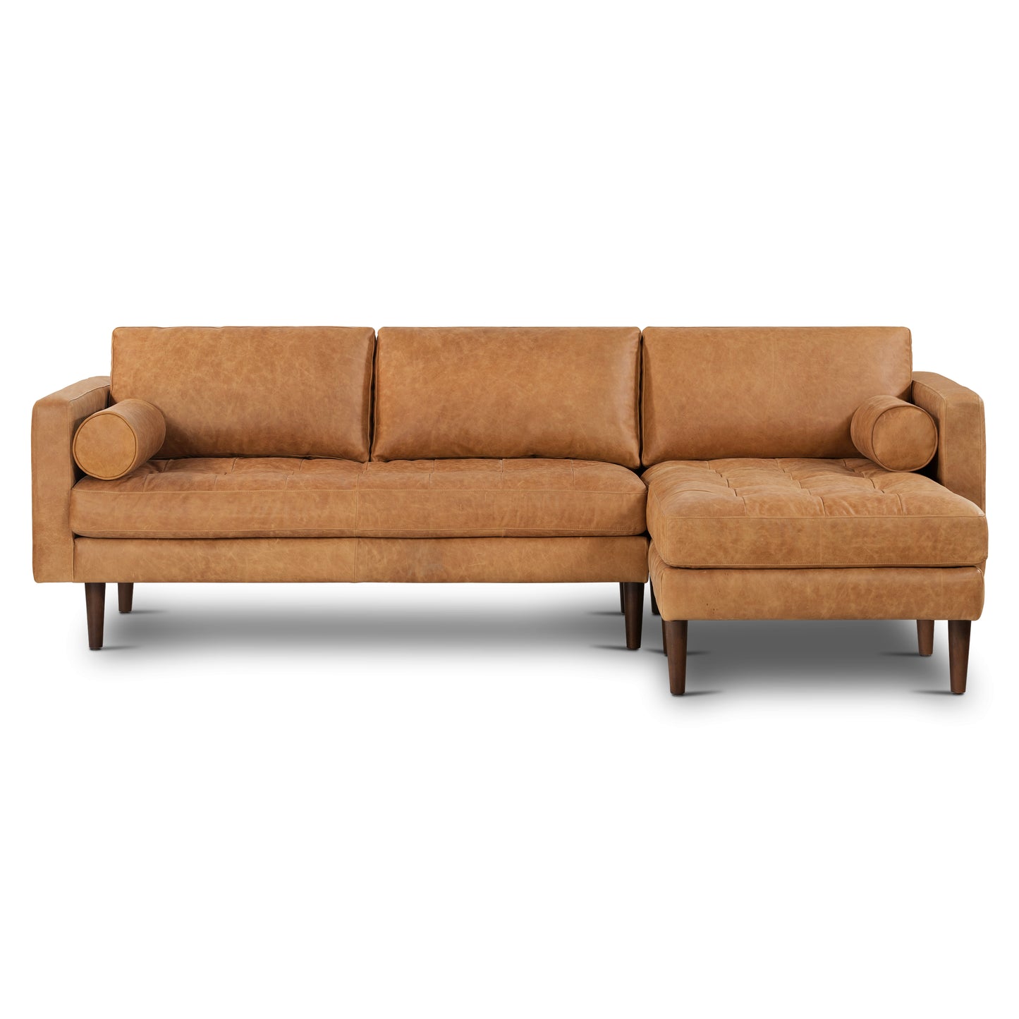 Napa 104.5" Leather Right-Facing Sectional Sofa | Cognac Tan