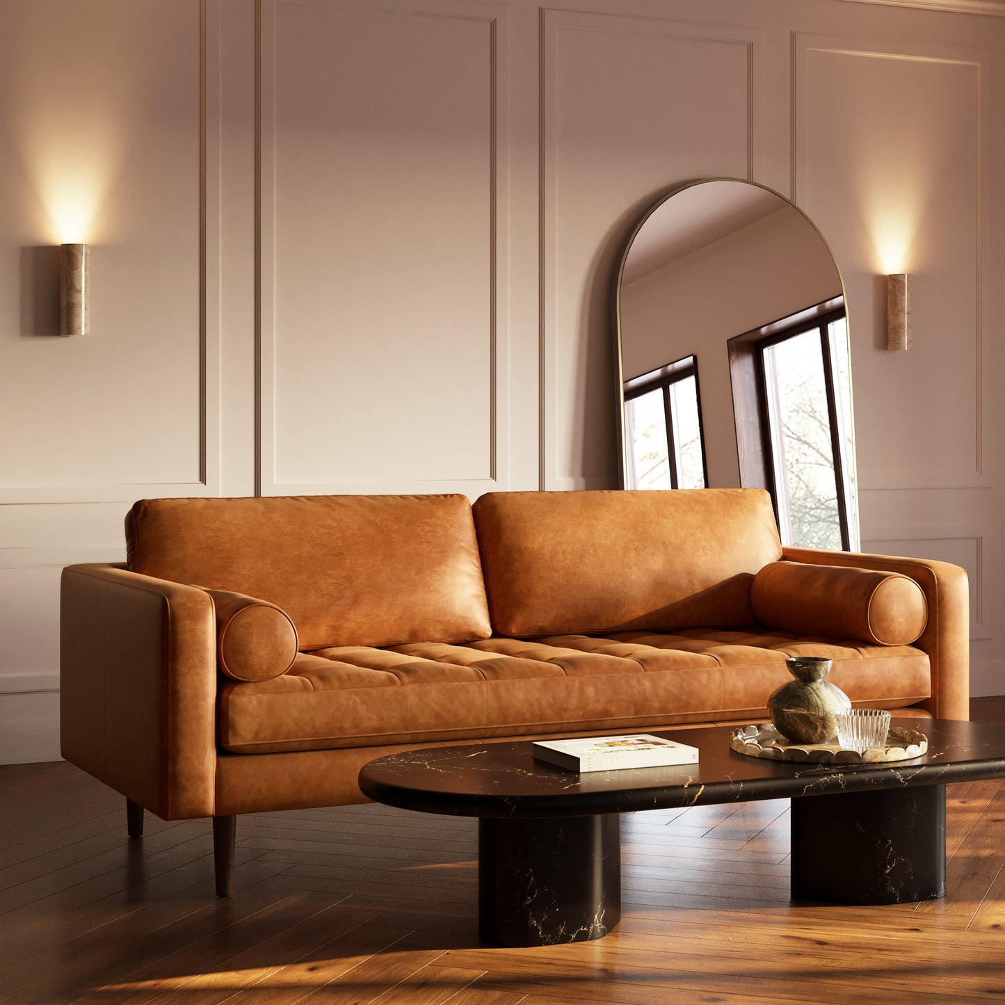 Napa 88.5” Leather Sofa | Cognac Tan