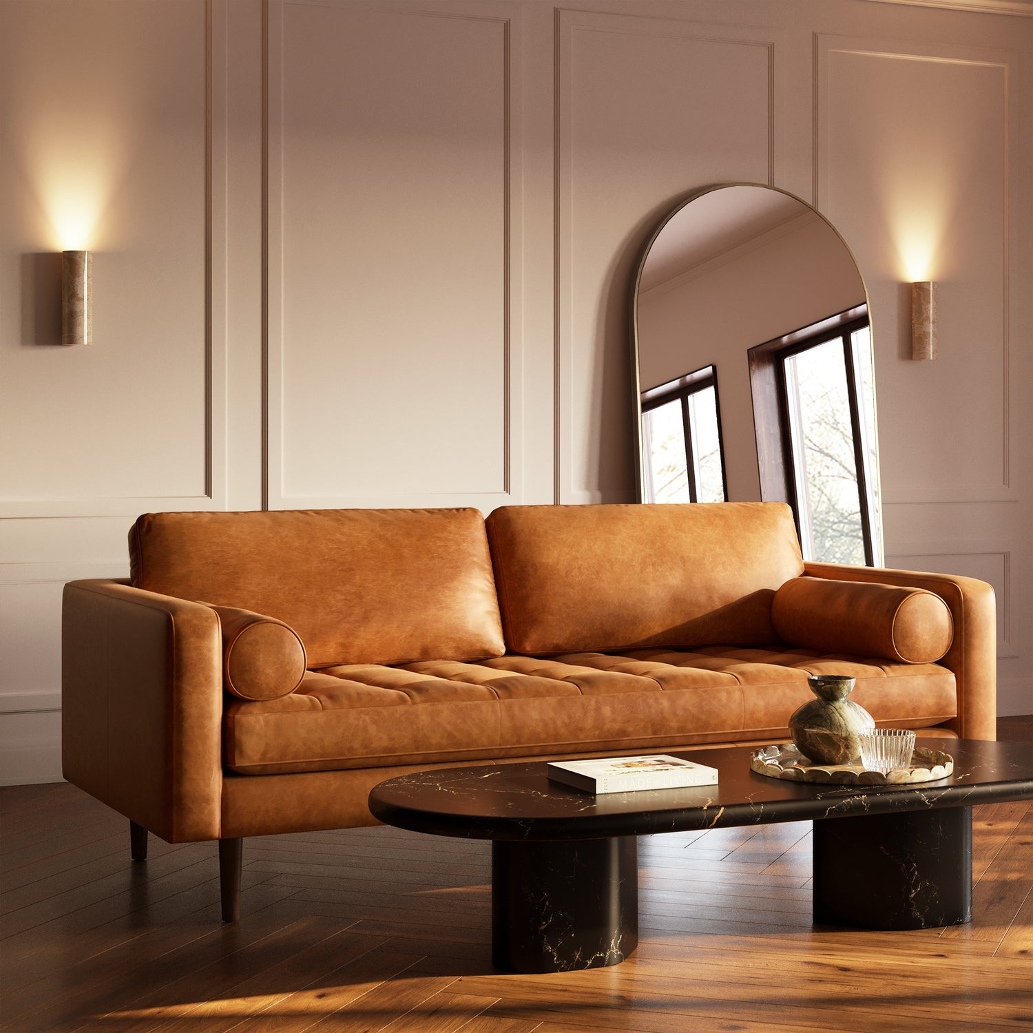 Napa 88.5” Leather Sofa | Cognac Tan 