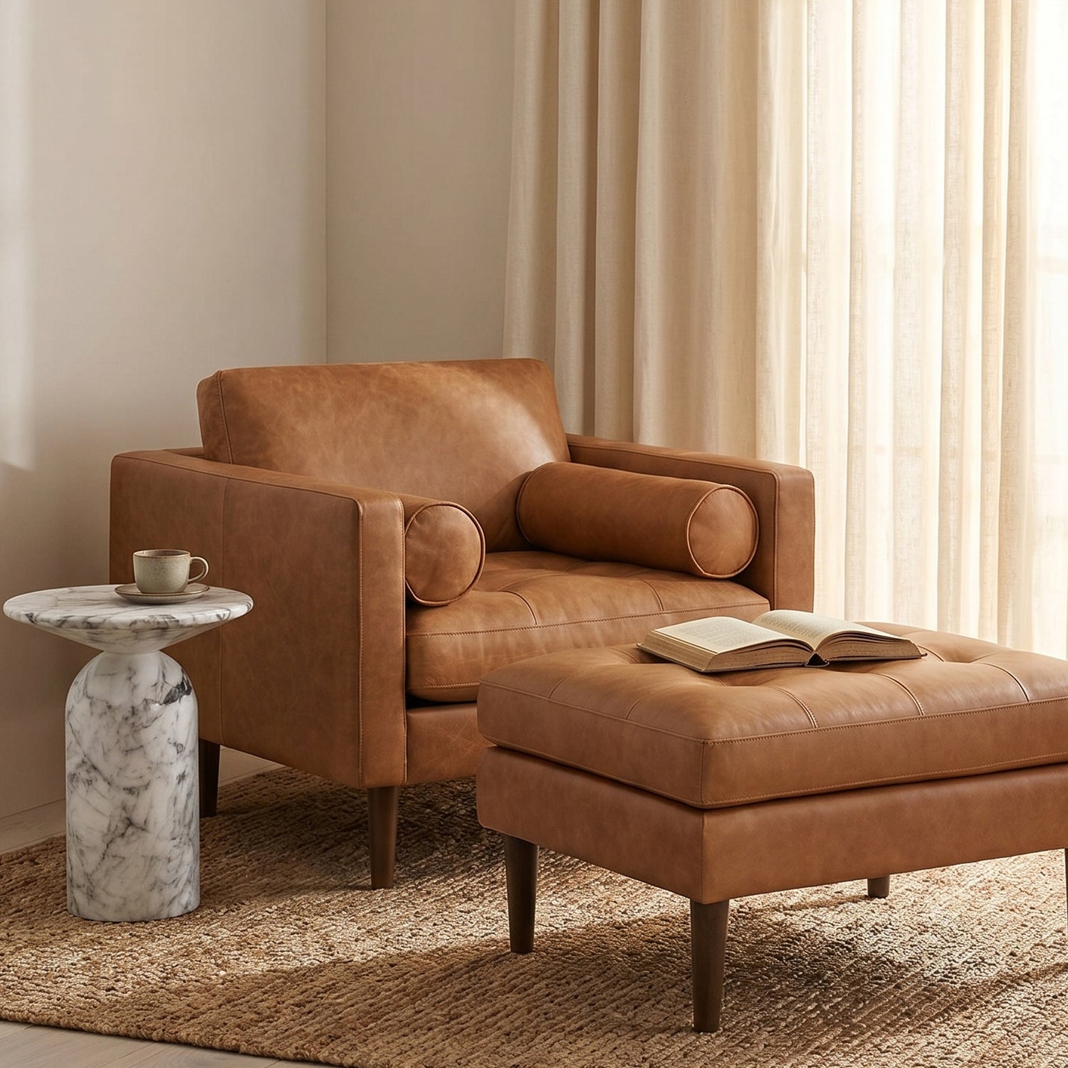 Napa Leather Lounge Chair | Cognac Tan | Single 