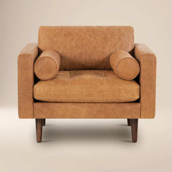 Napa Leather Lounge Chair | Cognac Tan | Single