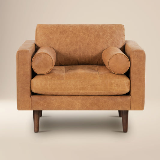 Napa Leather Lounge Chair | Cognac Tan | Single
