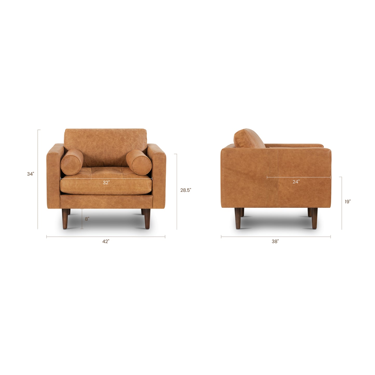 Napa Leather Lounge Chair | Cognac Tan | Set of 2