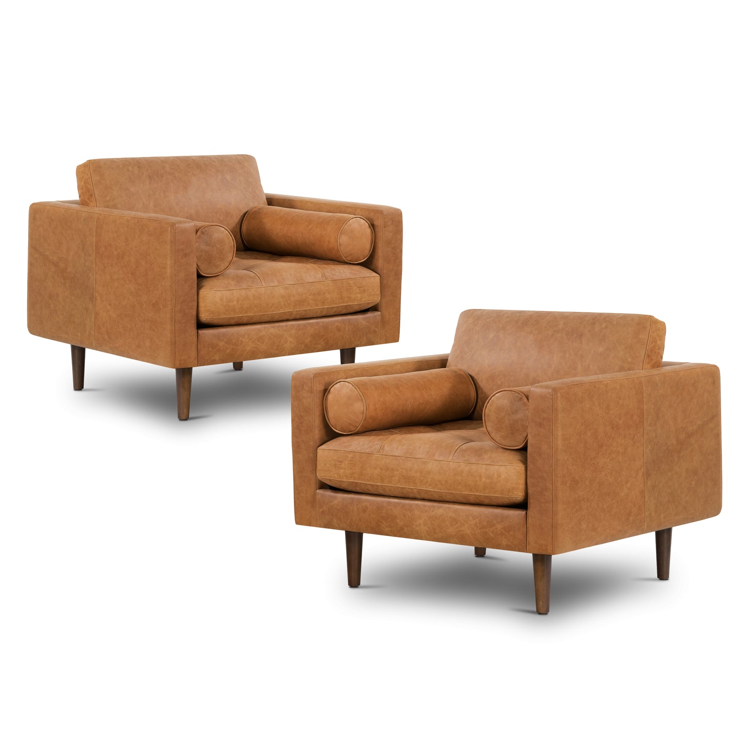 Napa Leather Lounge Chair | Cognac Tan | Set of 2