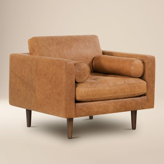 Napa Leather Lounge Chair | Cognac Tan | Single