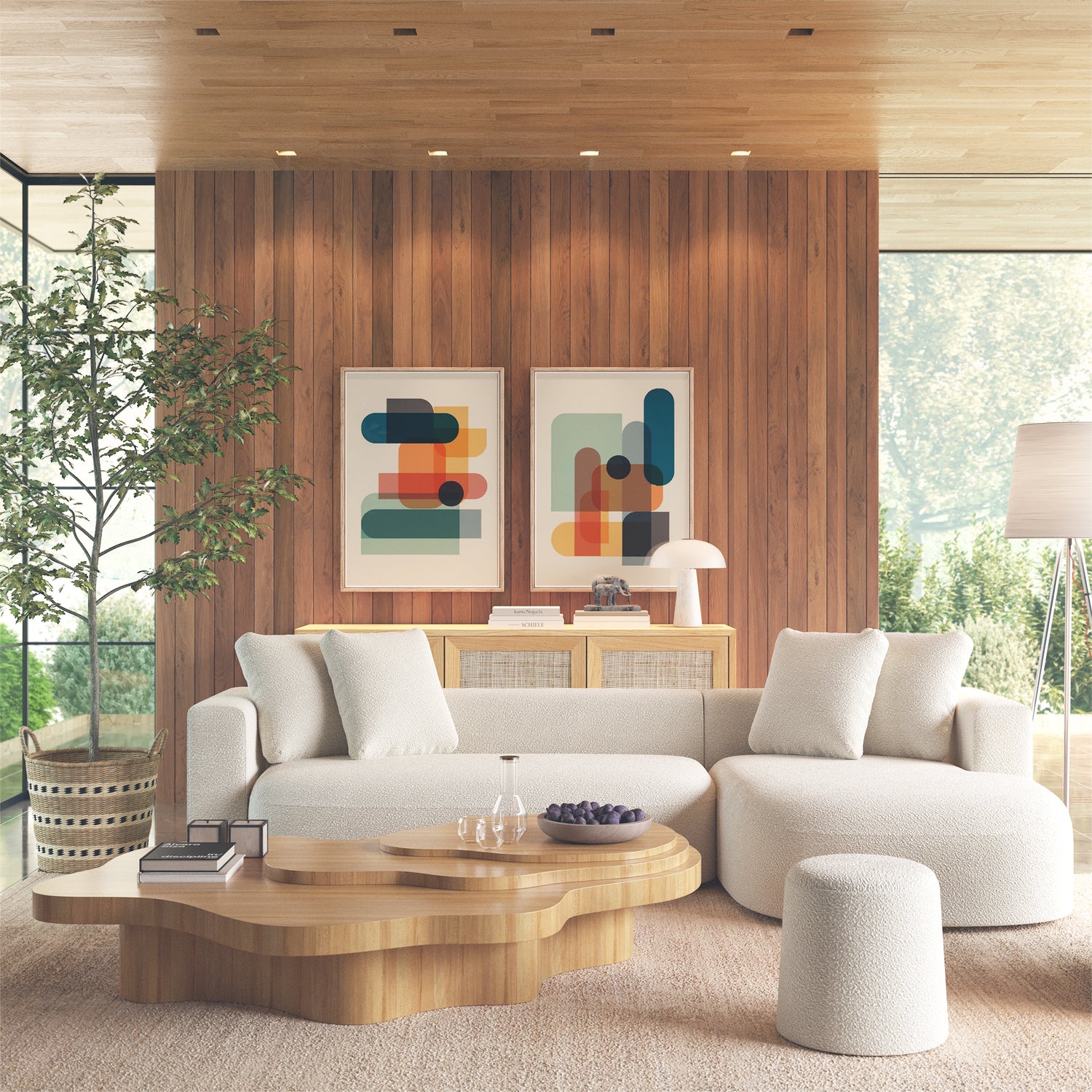 Basel Ottoman | Crema White Boucle 