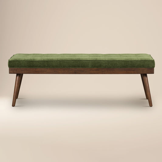 Luca Fabric Bench | Distressed Green Velvet