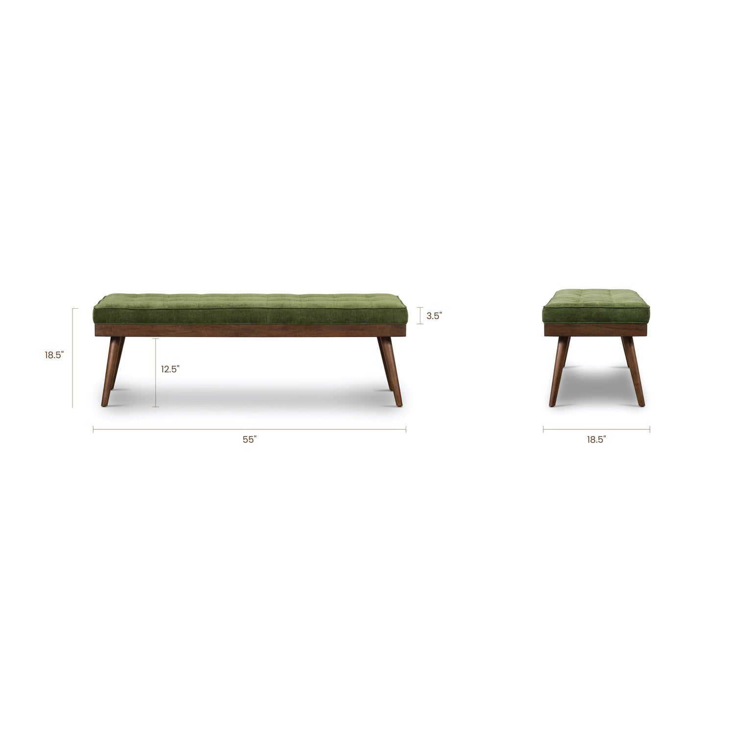 Luca Fabric Bench | Distressed Green 
