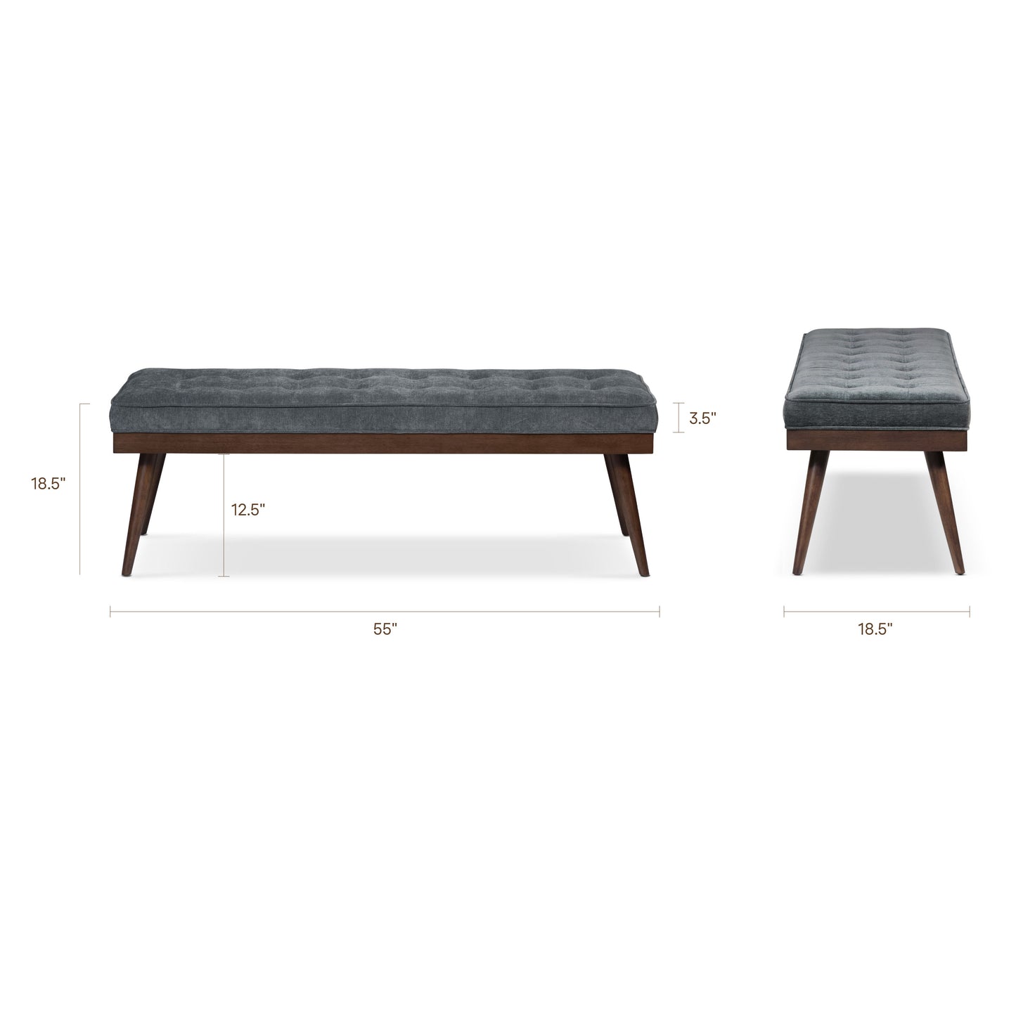 Luca Fabric Bench | Boreal Blue