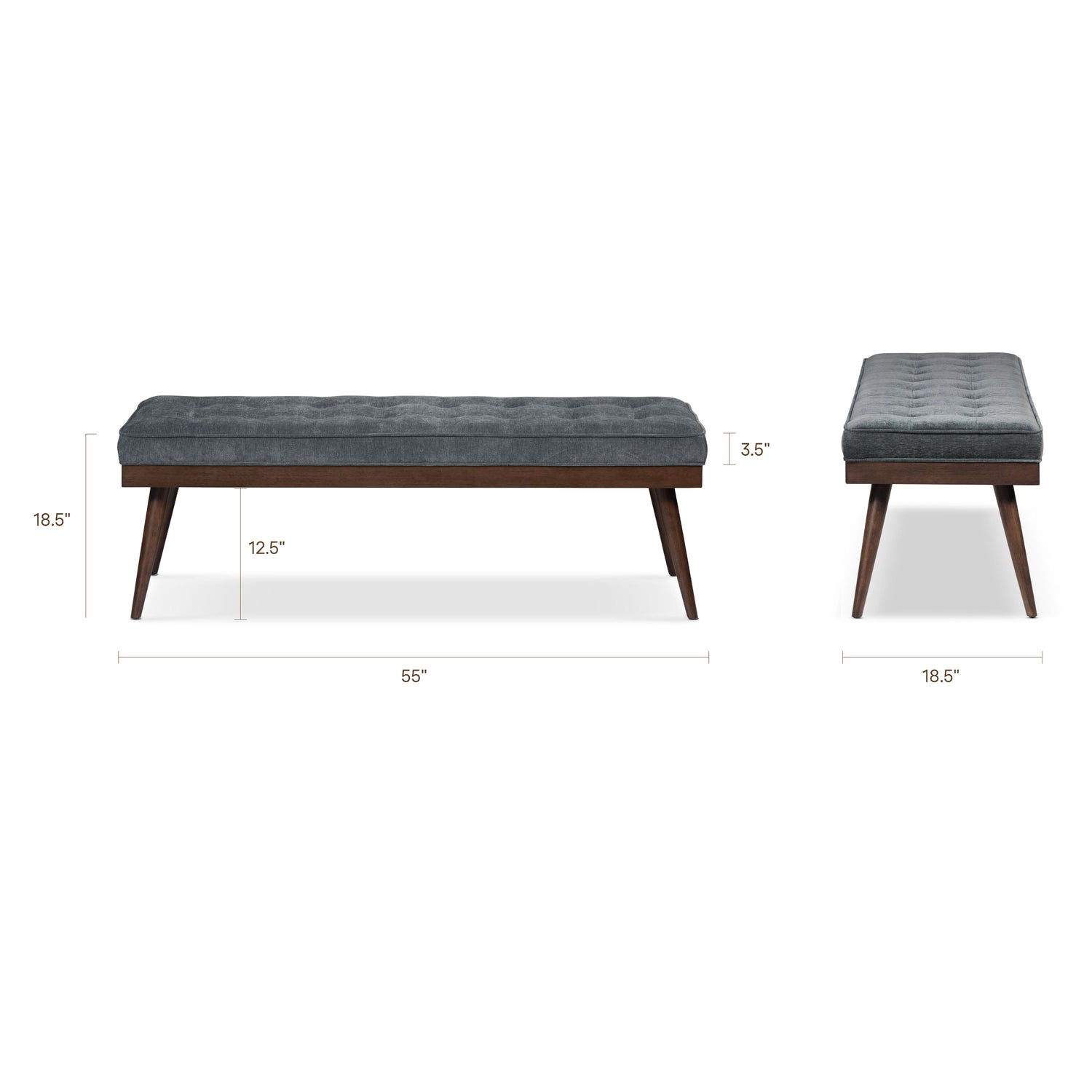 Luca Fabric Bench | Boreal Blue 