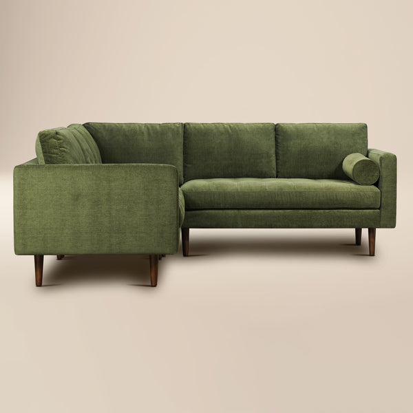 Napa Velvet Corner Sectional Sofa | Distressed Green