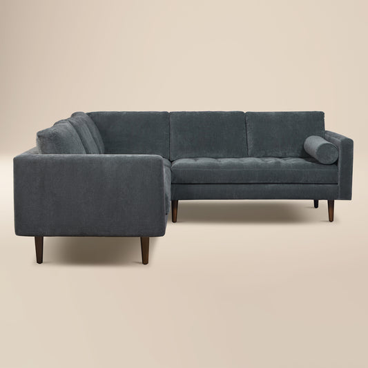 Napa Velvet Corner Sectional Sofa | Boreal Blue