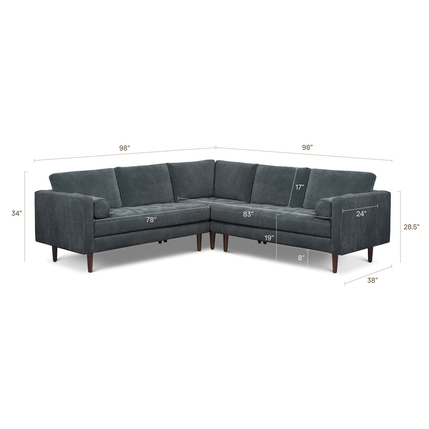 Napa Velvet Corner Sectional Sofa | Boreal Blue 