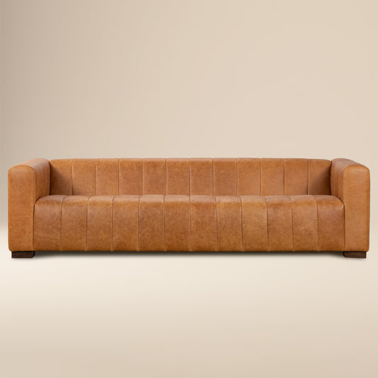 Canale 99" Leather Sofa | Cognac Tan