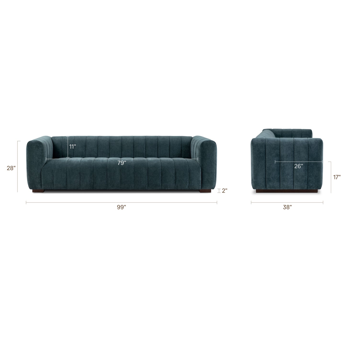 Canale 99" Sofa | Nova Blue