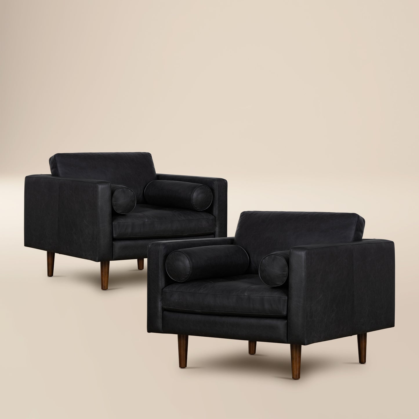 Napa Leather Lounge Chair | Onyx Black | Set of 2