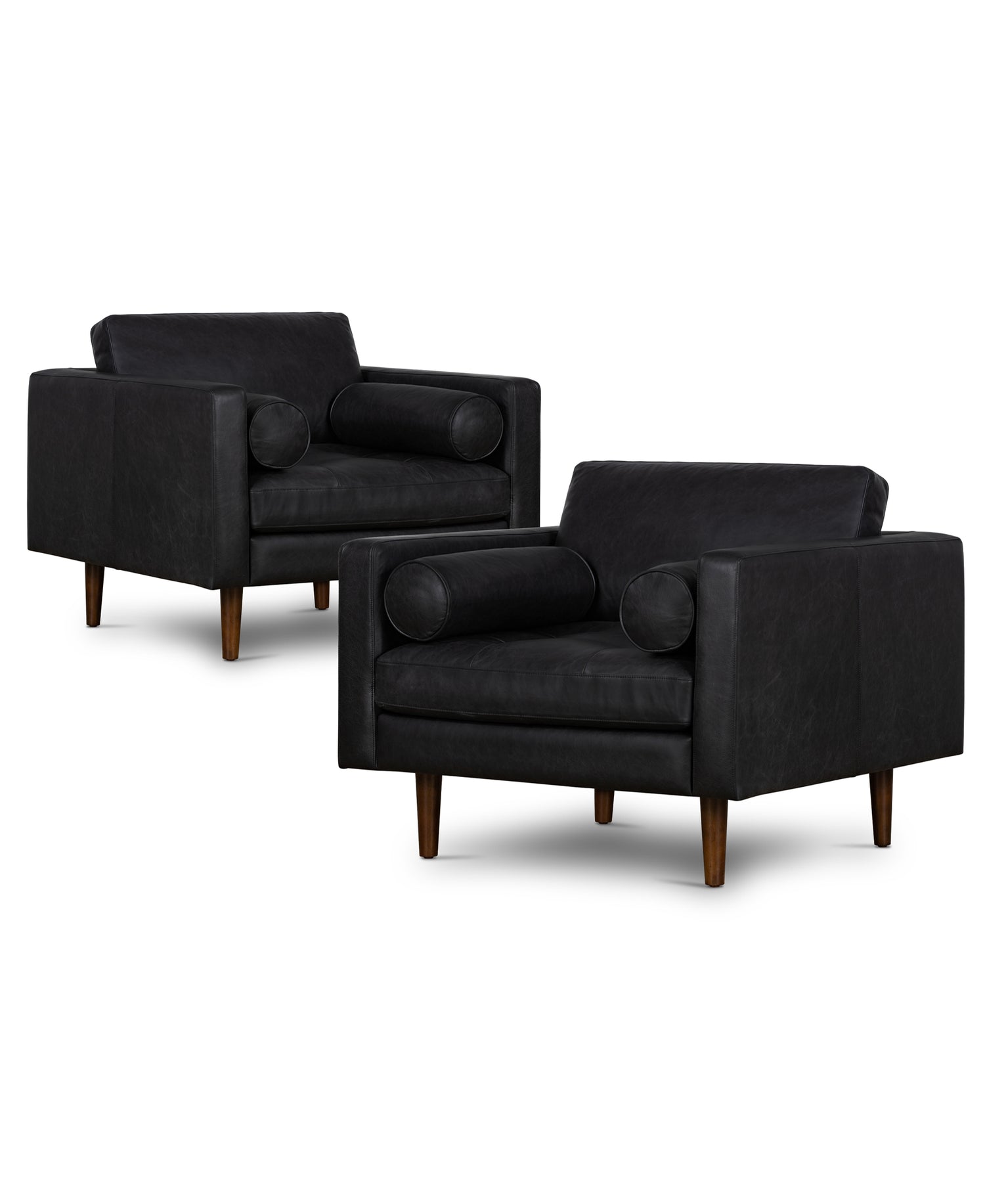 Napa Leather Lounge Chair | Onyx Black | Set of 2 