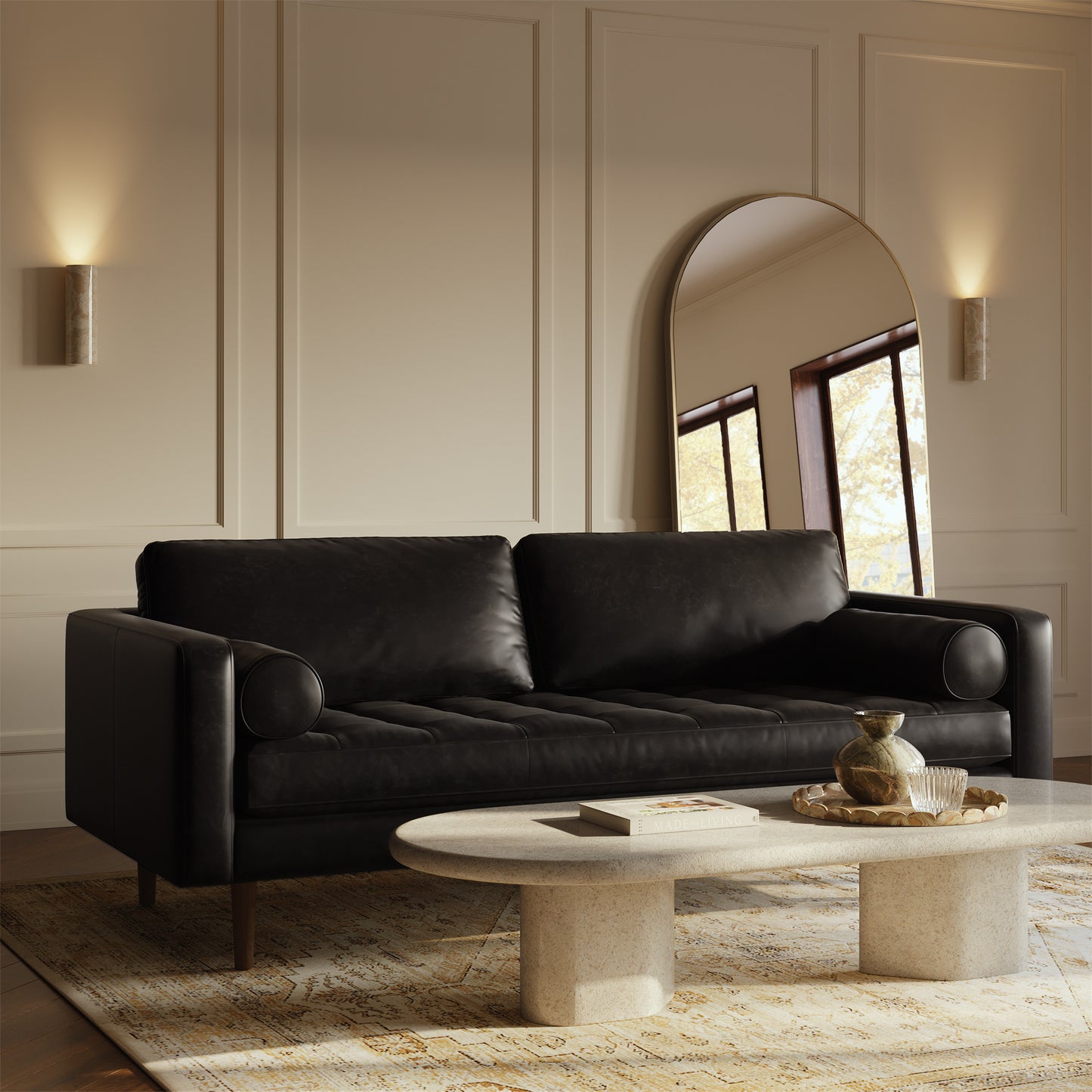 Napa 88.5” Leather Sofa | Onyx Black