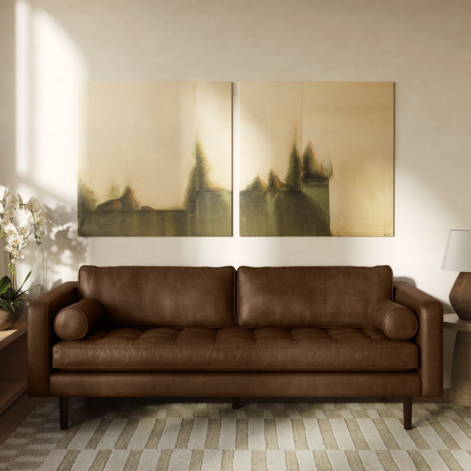 Napa 88.5” Leather Sofa | Cocoa Brown lifestyle_image