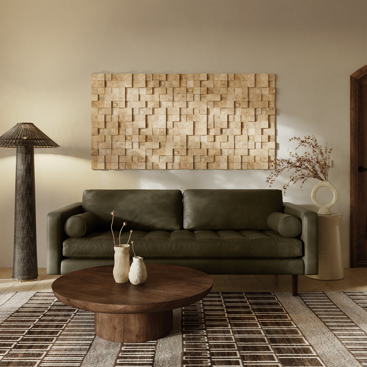 Napa 88.5” Leather Sofa | Olivine Green 