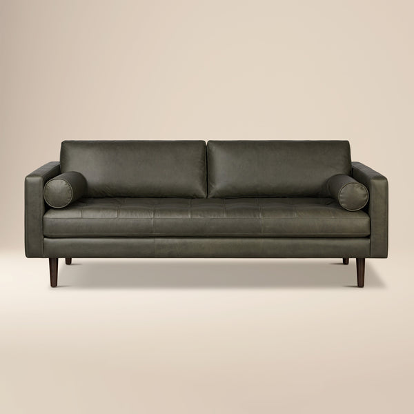 Napa 88.5” Leather Sofa | Olivine Green
