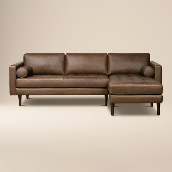 Napa 104.5" Leather Right-Facing Sectional Sofa | Cocoa Brown