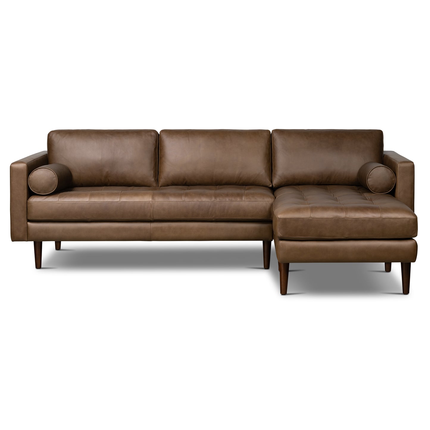Napa 104.5" Leather Right-Facing Sectional Sofa | Cocoa Brown
