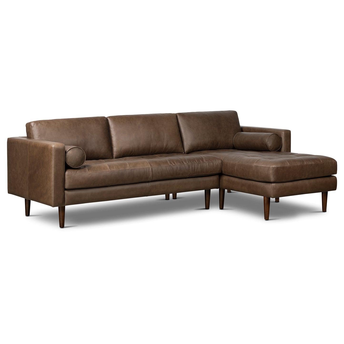 Napa 104.5" Leather Right-Facing Sectional Sofa | Cocoa Brown